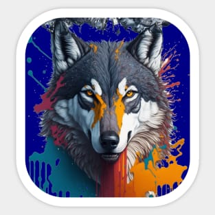 Splash Art Wolf Sticker